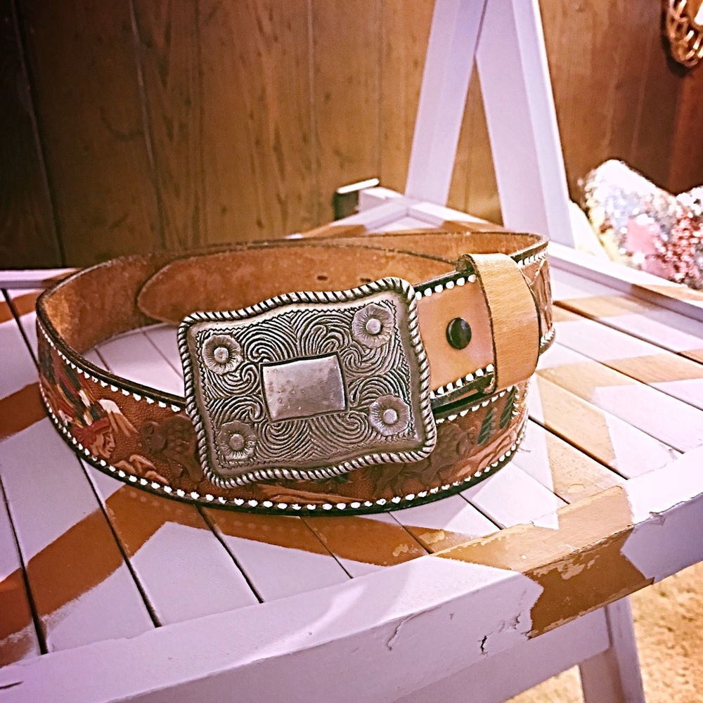 Vintage Leather Western Belt